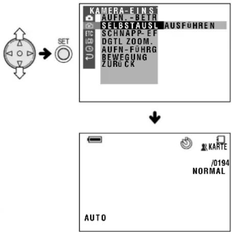 KAMERA-EINS AUFN.-BEIR SELBSTAUSL AUSFÜHREN SCHNAPP-EF DGTL ZOOM. AUFN-FÜHRG BEWEGUNG ZÜRÜCK KARTE /0194 NORMAL AUTO