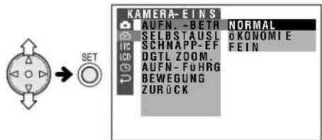 KAMERA-EINS AUFN. -BETR SELBSTAUSL SCHNAPP-EP DGTL ZOOM. AUFN-FUHRG BEWEGUNG ZURÜCK NORMAL OKONOMIE FEIN