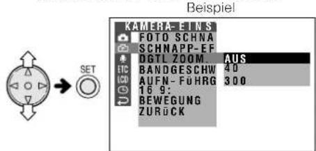Beispiel KAMERA-E INS FOTO SCHNA SCHNAPP-EF DGTL ZOOM... AUS BANDGESCHW 40 AUFN-FUHRG 300 16 9: BEWEGUNG ZURÜCK