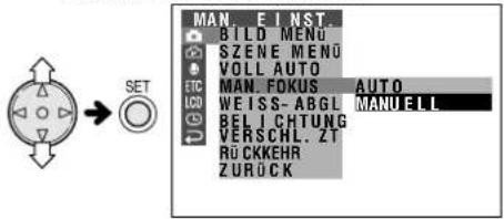 MAN E INST BILD MENU SZENE MENU VOLL AUTO ETC MAN. FOKUS AUTO LCD WEISS-ABGL MANUEL BEL ICHTUNG VERSCHL.ZT RÜCKKEHR ZURÜCK