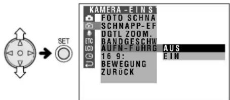 KAMERA - EINS FOTO SCHNA SCHNAPP-EF DGTL ZOOM. BANDGESCHW AUFN-FÜHRG 16 9: BEWEGUNG ZURÜCK AUS EIN