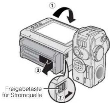 Freigabetaste für Stromquelle
