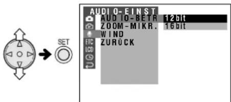 AUDIO-EINST AUDIO-BEIR 12bit ZOOM-MIKR. 16bit WIND ZURÜCK
