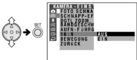 KAMERA -EINS FOTO SCHNA SCHNAPP-EF DGTL ZOOM BANDGESCHW AUFN-FÜHRG 16:9 AUS BEWEGUNG ZURUCK EIN