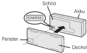 Schild CHARGE Akku Fenster Deckel