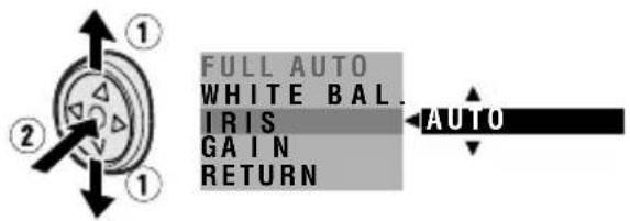 FULL AUTO WHITE BAL. IRIS GAIN RETURN