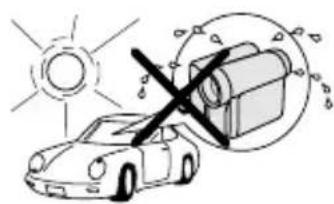Illustration of a car with a diagonal line crossing over a vehicle, emitting exhaust smoke from the sun (no text or symbols).