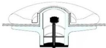 Cross-sectional diagram of a mechanical piston assembly (no text or labels)