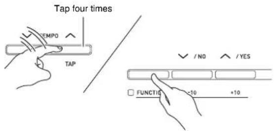 CASIO Celviano AP-6 - While holding down the ⑬ (FUNCTION) button, tap the ^ ⑩ (TEMPO) button four times in time with the beat you want to specify. - 1
