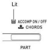 CASIO Celviano AP-6 - Press the ⑦ (ACCOMP ON/OFF) button so its lamp is lit. - 1