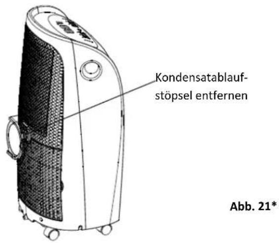 Kondensatablauf- stöpsel entfernen Abb. 21*