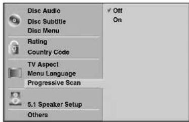 Disc Audio Disc Subtitle Disc Menu Rating Country Code TV Aspect Menu Language Progressive Scan 5.1 Speaker Setup Others