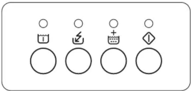 Diagram showing five circular symbols with corresponding icons: water drop, lightning bolt, plus sign, and diamond symbol.