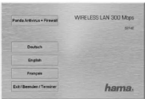 Panda Antivirus + Firewall WIRELESS LAN 300 Mbps 62740 Deutsch English Français Exit / Beenden / Terminer hama.