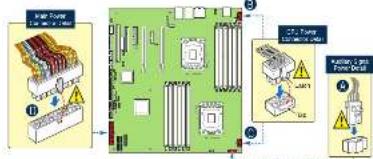 Diagram illustrating circuit board layout with labeled components and safety warnings