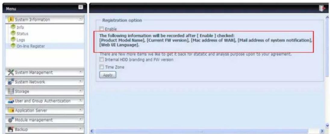 Thecus N8800PRO - Online-Registrierungsdienst hinzugefügt - 1