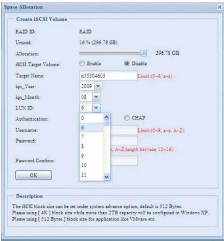 Thecus N8800PRO - iSCSI-LUN-ID - 1