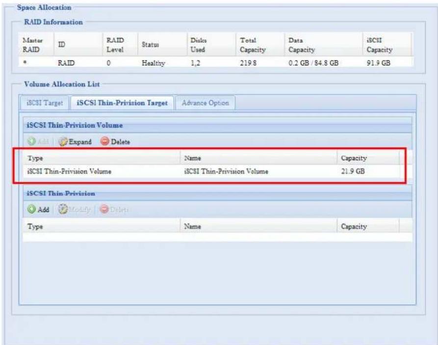 Thecus N8800PRO - iSCSI-Thin-Provisioning - 3