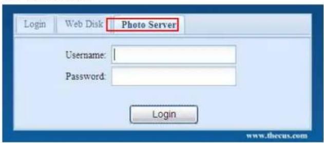 Login Web Disk Photo Server Username: Password: Login www.thecus.com