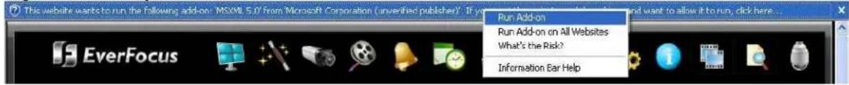 This website wants to run the following add-on: MSXML 5.0 from Microsoft Corporation (unverified publisher). If you want to allow it to run, click here... Run Add-on Run Add-on on All Websites What's the Risk? Information Ear Help
