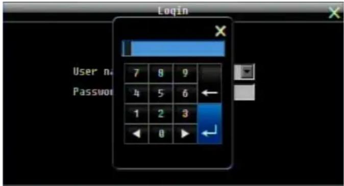Login User na Password 7 8 9 4 5 6 1 2 3 ◀ 0 ▶ ←