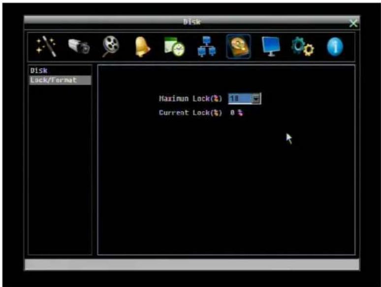 Disk Disk Lock/Format Maximun Lock(%) 11 % Current Lock(%) 0 %