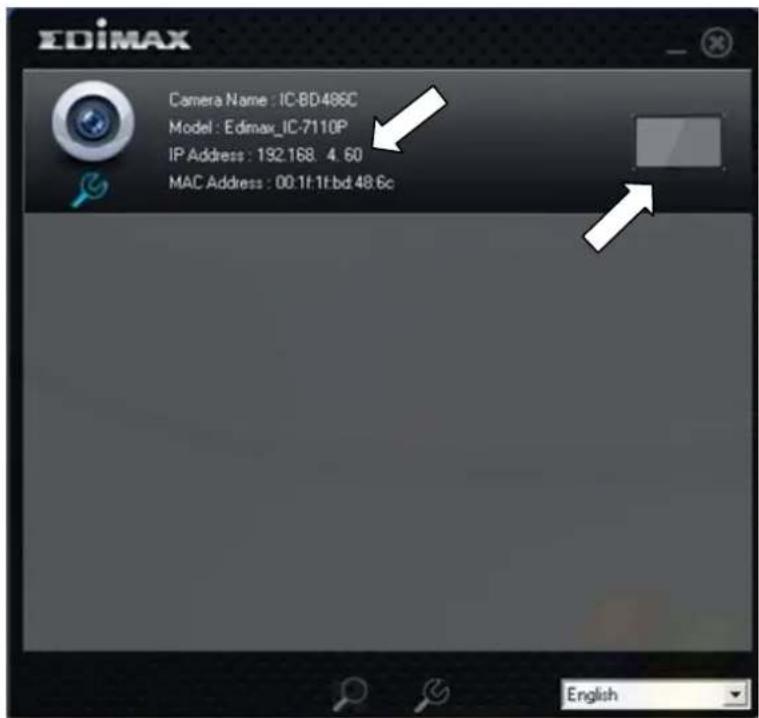 EDIMAX Camera Name : IC-BD486C Model : Edimar_IC-7110P IP Address : 192.168. 4.60 MAC Address : 00:1f:1f.bd:48.6c English