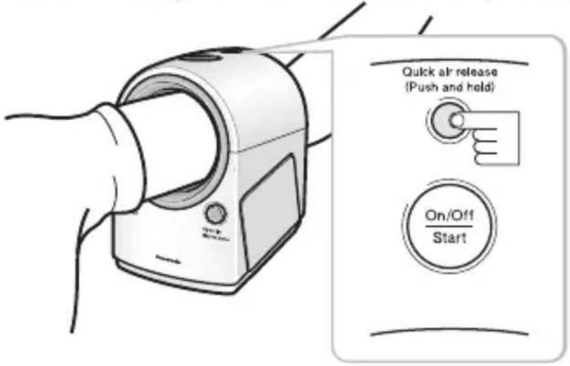 Quick air release (Push and hold) On/Off Start