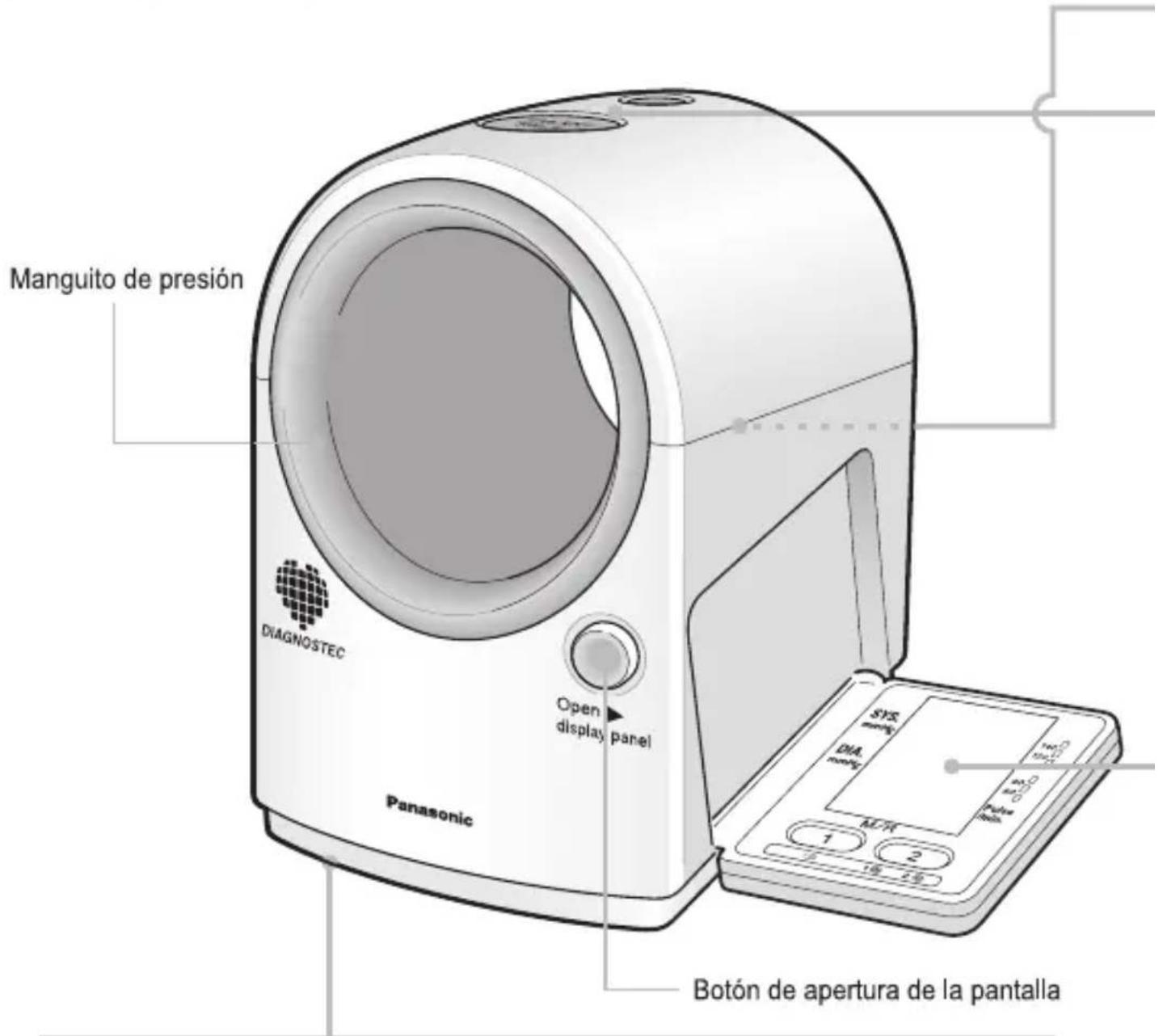 Manguito de presión DIAGNOSTEC Open display panel Panasonic BOTÓN de apertura de la pantalla