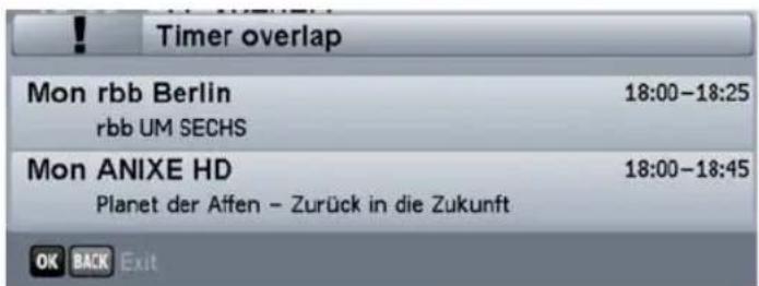 Timer overlap Mon rbb Berlin 18:00-18:25 rbb UM SECHS Mon ANIXE HD 18:00-18:45 Planet der Affen - Zurück in die Zukunft OK BACK Exit
