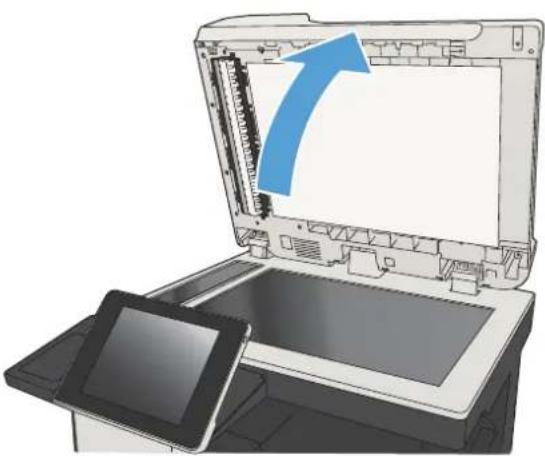HP LaserJet Enterprise MFP M725z - Überprüfen des Scannerglases auf Verschmutzung oder Schmierstellen - 2