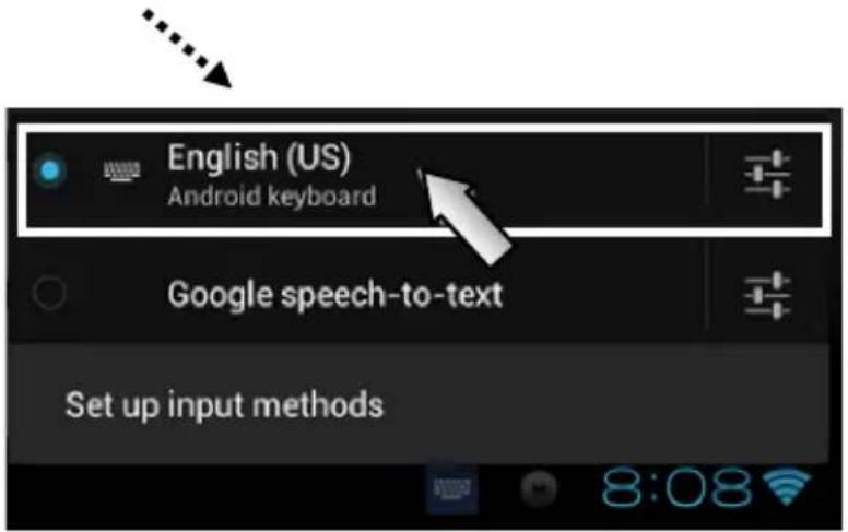 English (US) Android keyboard Google speech-to-text Set up input methods