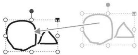 Abstract geometric shapes with dotted outlines and arrows, no text or symbols present.