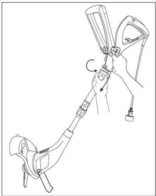 Line drawing of a handheld metal detector with lever mechanism (no text or symbols)