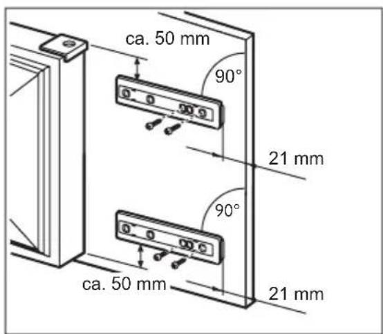 ca. 50 mm 90° 21 mm 90° ca. 50 mm 21 mm