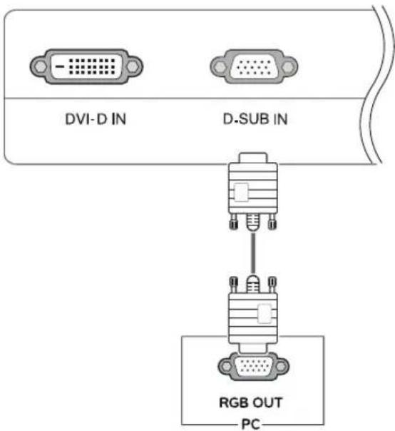 LG 23MB35PM-W - Anschließen des D-SUB - 1
