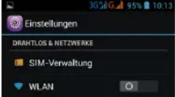Einstellungen DRAHTLOS & NETZWERKE SIM-Verwaltung WLAN