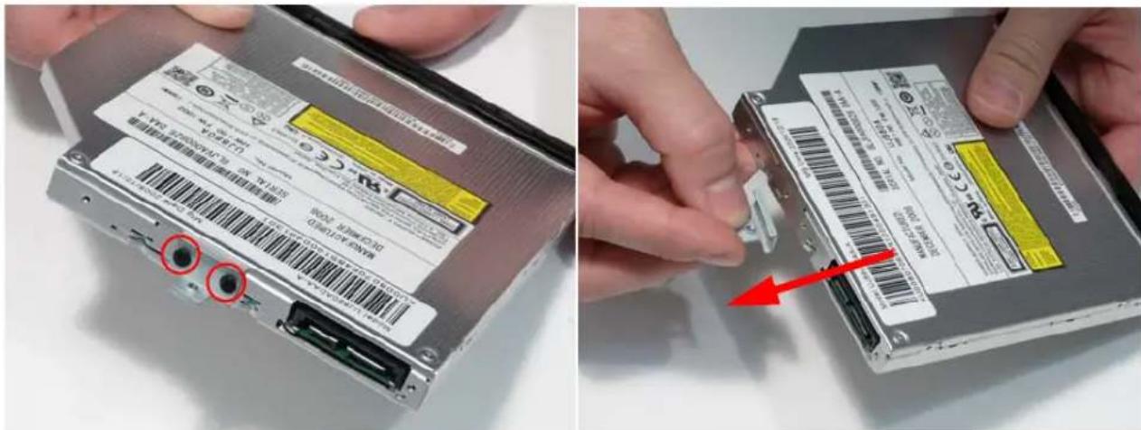 Photo showing a computer drive with a barcode patch being inserted, highlighting a red arrow indicating the process.