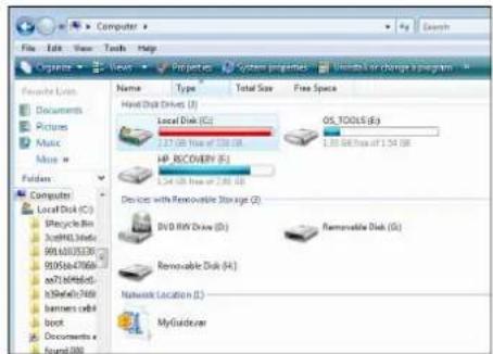 Computer File Edit View Tools Help Organize Views Projectes System properties Windows or change a program Favorite Line Documents Pictures Music More Folders Computer Local Disk (C) 50Hz/30Hz 30MHz/100Hz 90.60/30Hz 90.05/47.0GHz e72.64/8.0GHz b39.64/7.0GHz barriers csh boot Documents found 000 Name Type Total Size Free Space Host Disk Drives (I) Local Disk (C) 2.27 GB /free of 228 GB HP RECOVERY (E) 2.24 GB /free of 2.80 GB OS TOOLS (R) 1.33 GB/less of 1.24 GB Devices with Removable Storage (J) DVD RAM Drive (D) Removable Disk (G) Removable Disk (H) Network Location (L) MyGuidicar