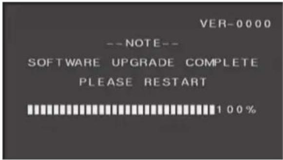 VER-0000 --NOTE-- SOFTWARE UPGRADE COMPLETE PLEASE RESTART 100%