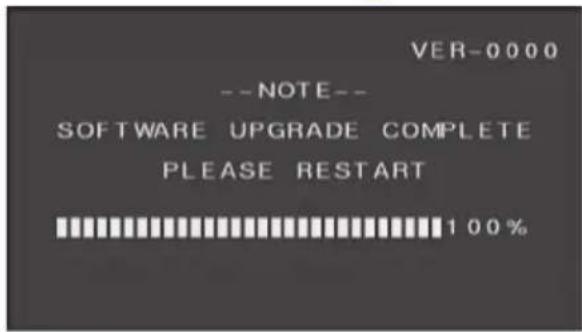 VER-0000 --NOTE-- SOFTWARE UPGRADE COMPLETE PLEASE RESTART 100%