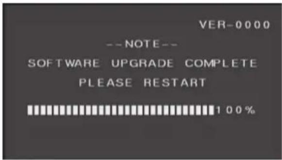 VER-0000 --NOTE-- SOFTWARE UPGRADE COMPLETE PLEASE RESTART 100%