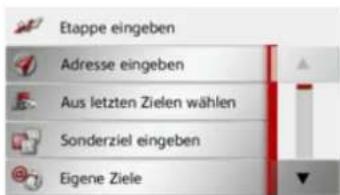 Etappe eingeben Adresse eingeben Aus letzten Zielen wählen Sonderziel eingeben Eigene Ziele