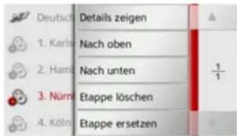 Deutsch Details zeigen 1. Karls Nach oben 2. Haim Nach unten 3. Nürn Etappe löschen 4. Köln Etappe ersetzen