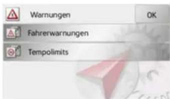Warnungen Fahrerwarnungen Tempolimits
