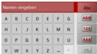 Namen eingeben A B C D E F G A&B H I J K L M N 123 O P Q R S T U AAA V W X Y Z -