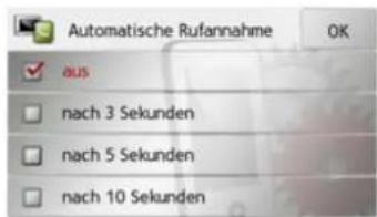 Automatische Rufannahme aus nach 3 Sekunden nach 5 Sekunden nach 10 Sekunden