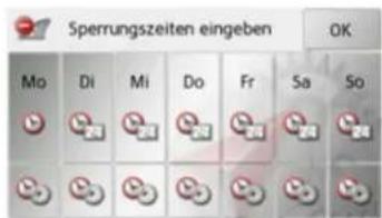 Sperrungszeiten eingeben Mo Di Mi Do Fr Sa So