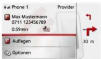 Phone 1 Max Mustermann 0711 123456789 0:59min Auflegen Optionen Provider 30 m
