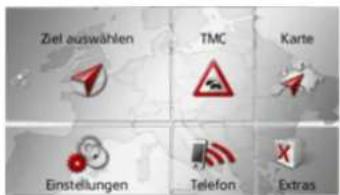 Ziel auswählen TMC Karte Einstellungen Telefon Extras